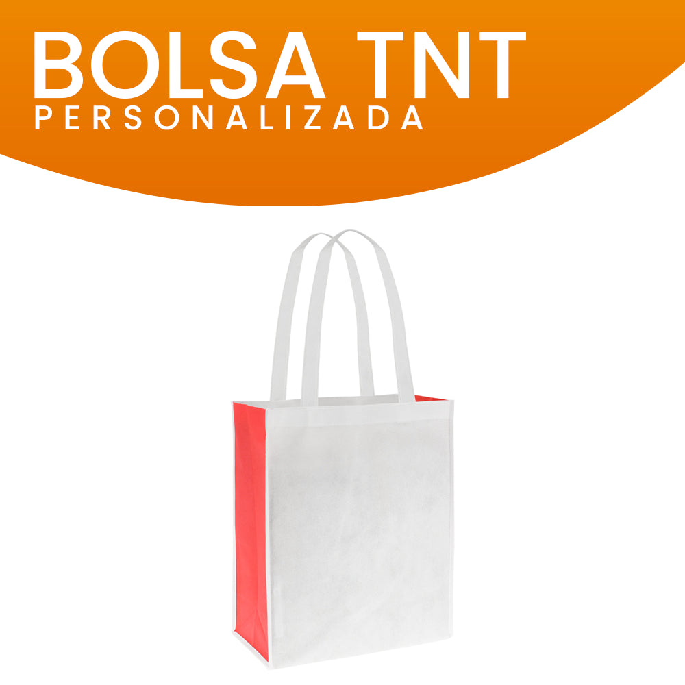 Detalle de las costuras reforzadas en bolsa TNT personalizada, asegurando durabilidad y calidad.