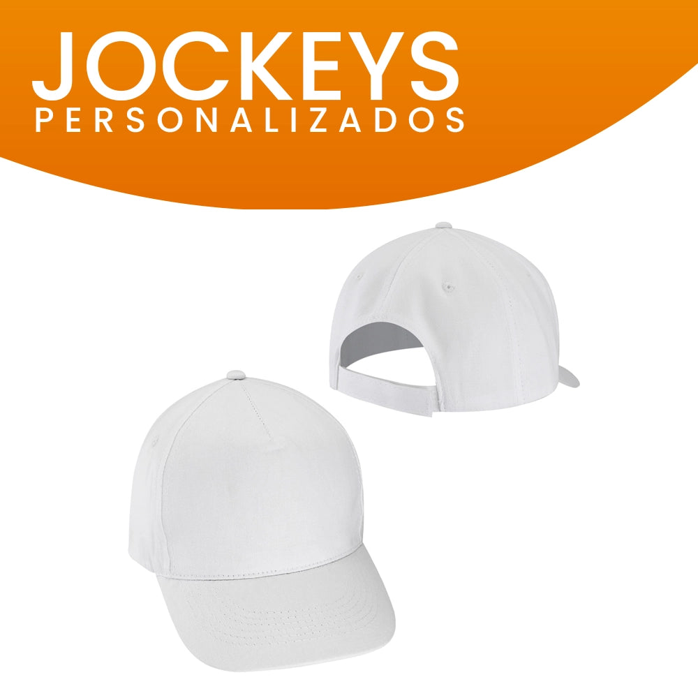 Jockey personalizado color blanco con estampado DTF, versátil opción para personalizar con tu logo o diseño.
