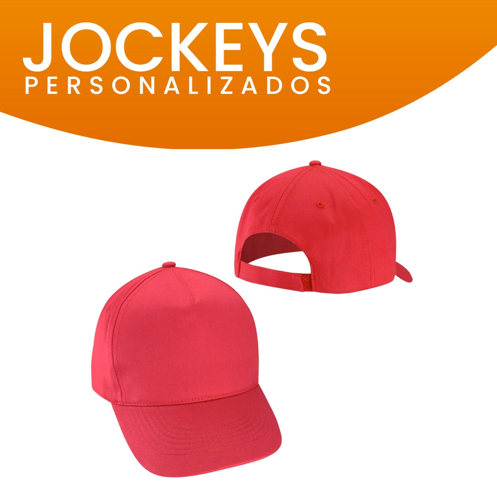 Jockey personalizado color rojo con estampado DTF, ideal para promociones y regalos corporativos.