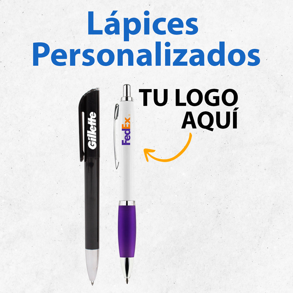 Lápices personalizados con logo en colores variados para promociones y regalos corporativos en Chile