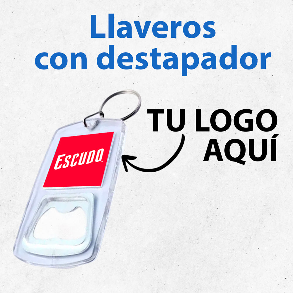Llavero destapador personalizado en metal y plástico, ideal para regalos y promociones corporativas en Chile