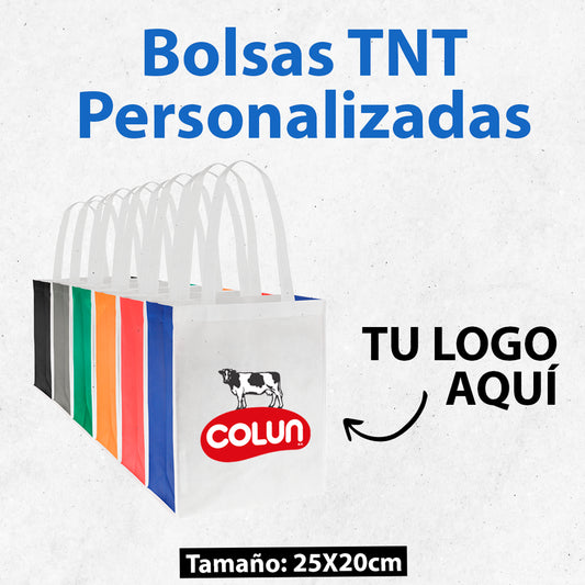  Bolsa TNT personalizada con diseño y logo, perfecta para reforzar la imagen de marca en eventos y promociones.