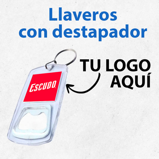 Llavero destapador personalizado en metal y plástico, ideal para regalos y promociones corporativas en Chile