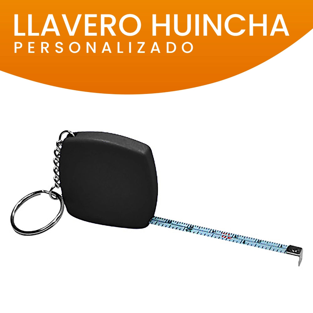 Llavero huincha retráctil color negro personalizado con logo para merchandising corporativo